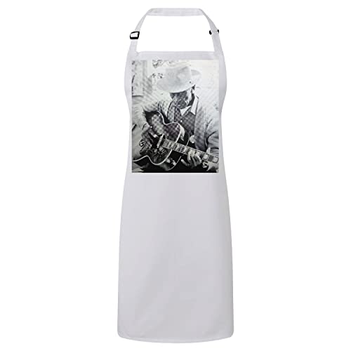 Tablier cuisine blanc avec photo guitariste musique vêtement protection original