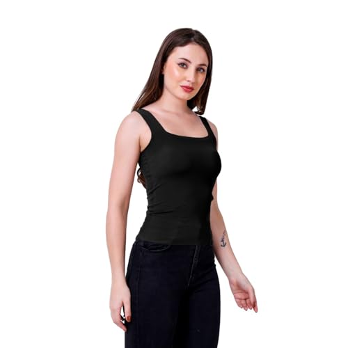 Image of Sizi Women Padded Camisole Workout Top| Tank Top with No Trace,Square Neck Seamless Vest,Elastic Removable Wide Shoulder Strap Camisole
