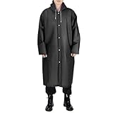 SHENJMAI Regenponchos Schwarzer einteiliger winddichter Regenmantel mit Kapuze for Erwachsene, Leichter Langer Reiseregenmantel, verdickter(Black2,3XL)