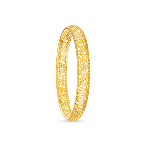 Image of KISNA 9KT Bubbelle Gold Bangle For Women | BIS Hallmarked Yellow Gold Bangle | Lightweight Daily Wear Gold Jewellery | Gift for Wife, Mother & Sister | S 2.5 Anna