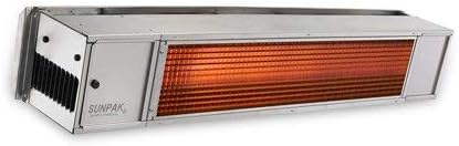 Sunpak Two Stage Remote Stainless Steel S34 S TSR (25000 BTU-34,000 BTU) Natural Gas (NG) Infrared Radiant Patio Outdoor Heater with Wireless Wall Control, Remote and SS Mounting Kit Included