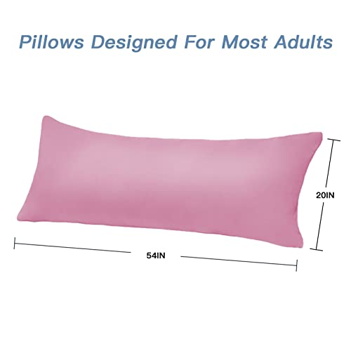 Downcool Luxury Full Body Pillow Insert With Fiber Cover - Ultra Soft Body Pillow For Sleeping - Breathable Long Bed Pillow Insert, 20"X54"(Pink, With Cover) #TOP2
