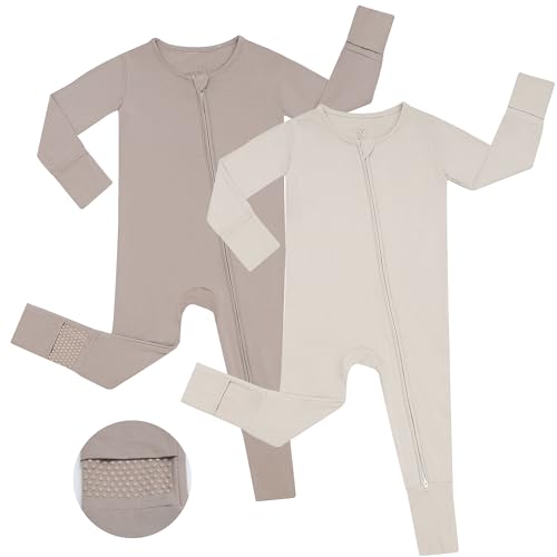 Image of JunNeng Viscose from Bamboo Sleeper with Mittens, 2 Way Zipper Baby Boy Pajamas, Non Slip Sleep'N Play Romper