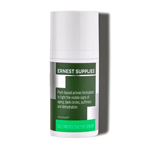 Ernest Supplies 360 Protective Eye Serum - Green Tea, Caffeine, Vitamin C & E - Undereye Dark Circles, Puffiness, Dehydration Reduction - Skin Aging Minimizer Around Eyes for Men & Women - 0.5 Fl Oz