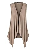 MBJ WSK1071 Womens Lightweight Sleeveless Draped Open Cardigan XL TAUPE