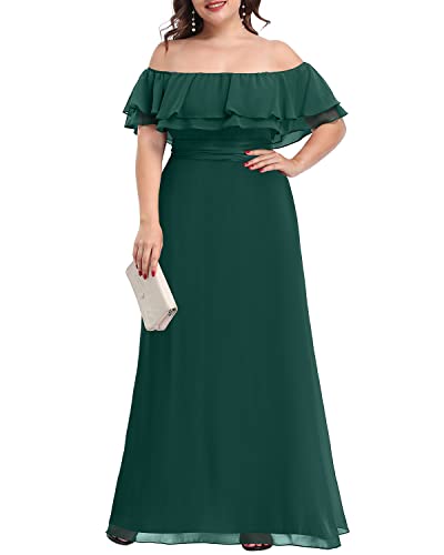 Image of Pinup Fashion Plus Size Formal Bridesmaid Wedding Guest Chiffon Long Dress