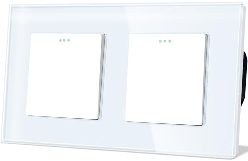 TAWOIA Lichtschalter 1 Fach 2 Weg mit 1 Fach 2 Weg Doppel-Schalter 86 * 157mm Unterputz Taste Schalter Weiß Lichtschalter Doppelt