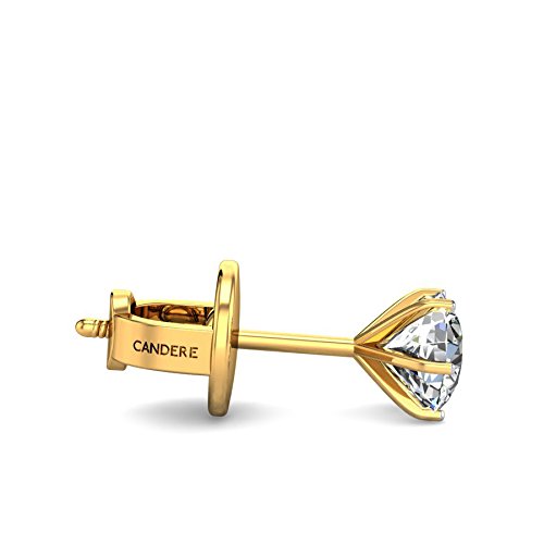 CANDERE - A KALYAN JEWELLERS COMPANY 14K BIS Hallmark Pure Yellow Gold and certified SIIJ Real Diamond Stud Earring for Women with Screw Back closure - Image 3