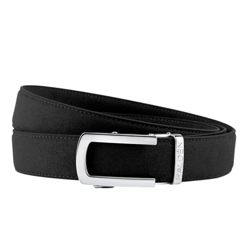Image of HALDEN Micro Fiber Suede Belt for Men | Vegan Ratchet Belt with Magnetic Auto-Lock Buckle | Adjustable Formal Belt Fits Up to 44 Inch Waist