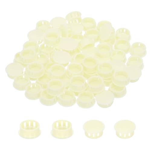 Image of MECCANIXITY 64PCS 20mm(25 /32 inch) Cream White Plastic Hole Plugs, Flush Type Panel Hole Plugs Insert End Caps for Locking Hole Tubes Furniture Cabinet