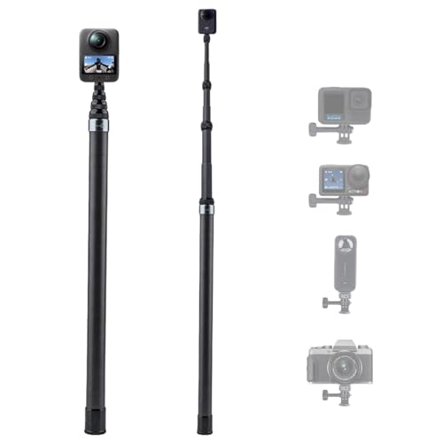 カーボンファイバー自撮り棒, 伸縮式延長ポール, 46cm-300cm, 最大長さ3m, 軽量高強度, 高耐荷重, 360度カメラ・スマホ対応 (3M)