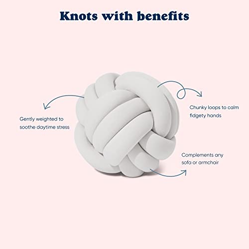 Image of Bearaby Hand-Crafted Knot Pillow Ball - Relieve Stress with Oeko-TEX Certified Organic and Gently Weighted Material - Handcrafted Throw Pillows from Natural Latex Foam (Moonstone Grey, Medium)