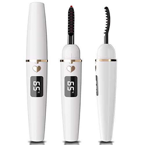 EYECURL Heated EyeLash Curler, Heated Lash Curler, Intelligent Power Off Rechargeable Electric Eyelash Curler Heated Quickly By Steel Wire for Natural Makeup (Bright White, X8-132MM)