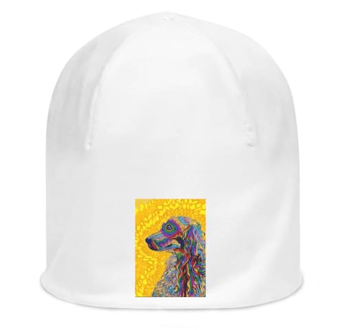 Bonnet trippy transcendental dog artwork unisexe coton extensible blanc accessoire streetwear