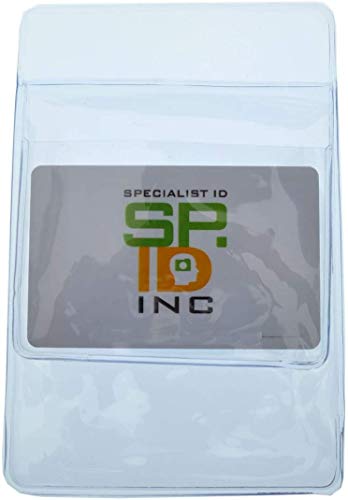 5 Pack - Heavy Duty Pocket Protector With Horizontal Id Badge Holder - Clear Plastic Shirt/Lab Coat Pocket Pouch Organizer For Pens, Pencils, Small Tools, Name Tags And More By Specialist Id #TOP1