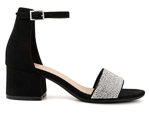 Image of LONDON FOG Women's Nikki Low Two Piece Block Heel Dress Shoe Ladies Ankle Strap Pump Sandal
