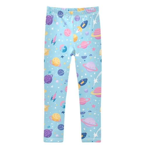 Boccsty Light Blue Purple Planet Girls Leggings Kids Yoga Pants Dance Active Tights 4T