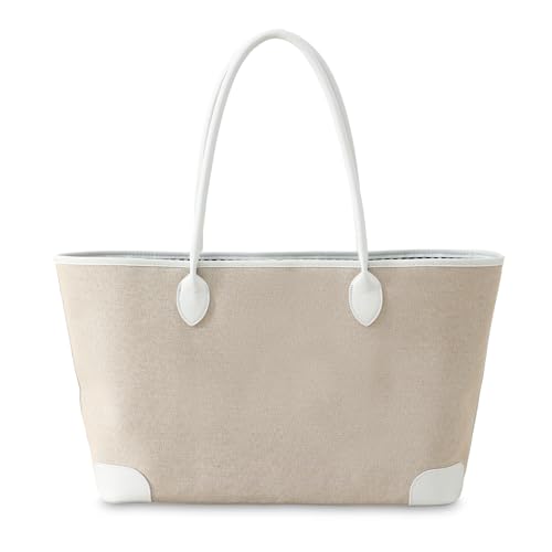 CRAZITAYA Oversize Linen Tote Bag for Women (White)