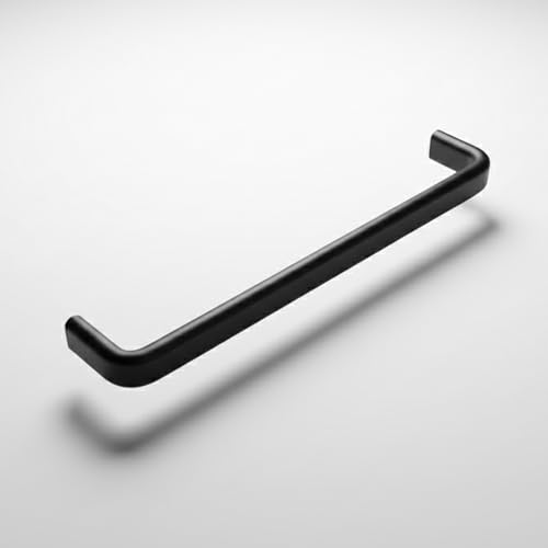 Image of Atlantic Stainless Steel Capsule D Drawer, Cabinet Handles, Matte Black, 8 Inch - Set of 12, Black Finish Pull Handles