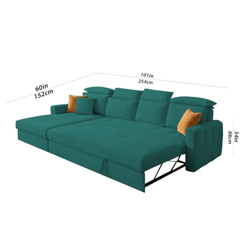 Image of Casaliving Gagnon LHS 6 Seater L Shape Corner Sofa Cum Bed for Living Room (Pine Fabric) Premium Fabric Sofa