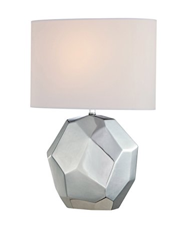 Lite Source LS-21983C Piera Table Lamp, 14.0" x 14.0" x 20.25", Chrome Ceramic Body with White Fabric Shade