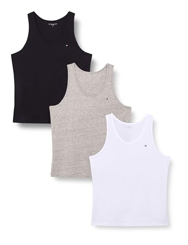Tommy Hilfiger Herren 3er Pack Tank Tops aus Baumwolle, Mehrfarbig (Grey Heather/Black/White), S 1