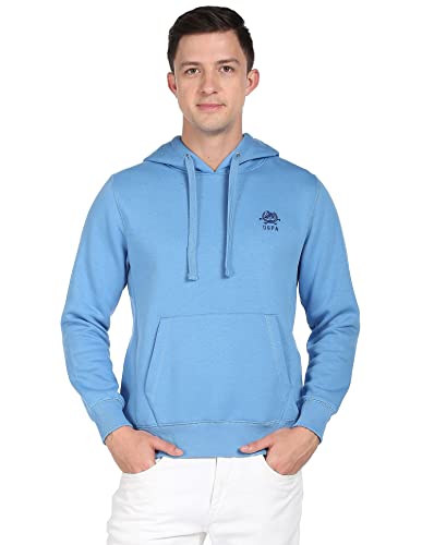 Image of U.S. POLO ASSN. Men Cotton Blend Solid Hooded Sweatshirt