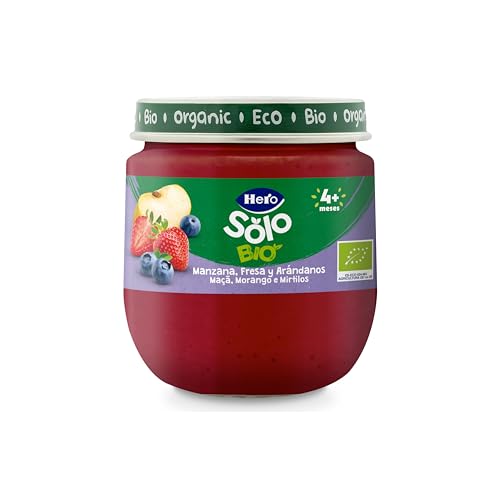 Hero Solo Tarrito de Manzana, Fresa y Arándanos para Bebés a partir de 4 meses, 120gr