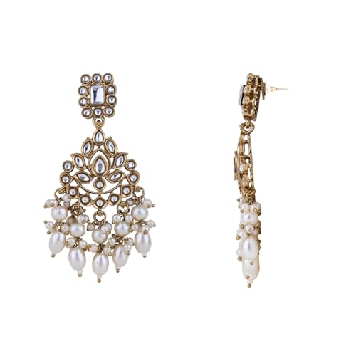 Image of I Jewels Traditional Kundan & Pearl Necklace Jewellery With Earrings & Maang Tikka Set For Women