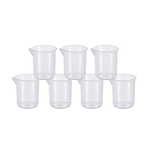 Othmro Measuring Cup 50ml PP Plastic Graduated Beaker Transparent for Lab Kitchen Liquids 7pcs