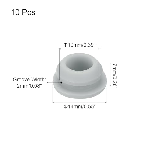 Image of MECCANIXITY 10pcs Silicone Snap in Locking Hole Plugs,10mm /0.4 Inch Mounting Diameter Narrow Groove Width 2mm Panel Seal Cover Round for Kitchen Bulkheads Waterproof Sealing Plugs Grey