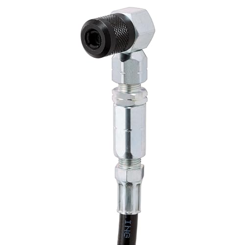 Slippery Pete 90 Degree Grease Gun Coupler - 18 Inch Flex Hose Threaded Connection Swivel Head Grease Gun Fittings Compatible 31mm Length Head for DIY Mechanics Garage and Auto Mechanics