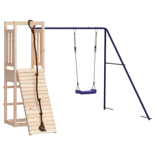 vidaXL Spielturm, Klettergerüst mit Kletterwand Schaukel, Kinder Kletterturm, Spiel-Zubehör für Garten, Holz Spielplatz Spielhaus, Massivholz Kiefer