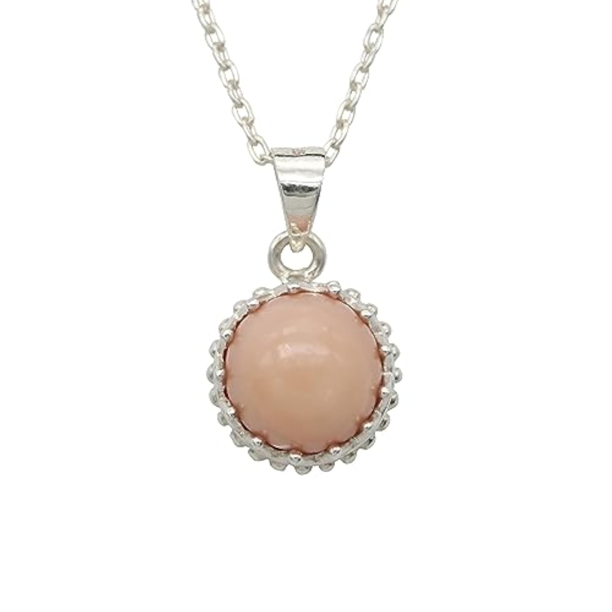 Women's 925 Sterling Silver Pink Opal Pendant Necklace, Birthstone