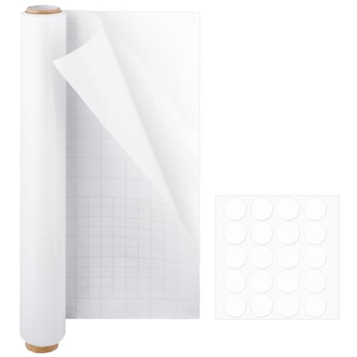 BENECREAT 79x12 Inch Dog Scratch Protectors for Doors, White Door Scratch Protector with Round Plastic Double Sided Adhesive for Indoors Outdoors