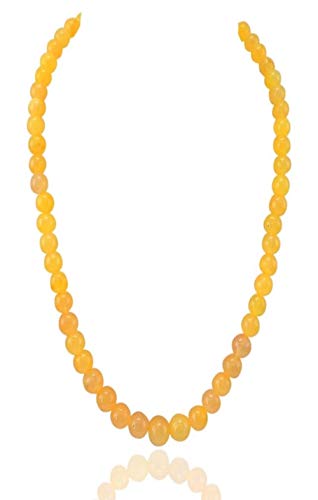 Manbhar Gems - Yellow Onyx Gemstone Beads Necklace for Girl and Women Round Smooth Beaded 1 Layer Yellow Color Mala Fashion Jewellery (B0893TSXK1) Amazon Price History, Amazon Price Tracker