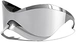 FEISEDY Lunettes de soleil futuristes Shield surdimensionnées pour femmes Hommes Alien Fashion Y2K Envelopper autour de Visor Lunettes de soleil nuances B9101