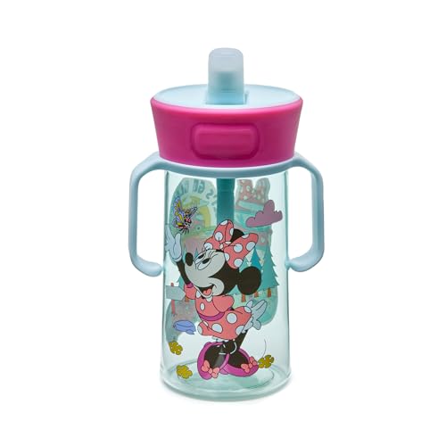 Image of The First Years Disney Minnie Mouse Pop Up Toddler Straw Cup - Dishwasher Safe Toddler Water Bottle with Spout - Transition Sippy Cups for Toddlers - 14 Oz - Ages 12 Months and Up