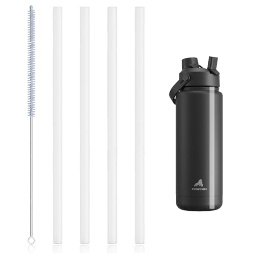 POWCAN Replacement Straw Set, 4 Reusable Straws & 1 Cleaning Brush, Fits 12–64oz Insulated Water Bottles, Food-Grade, Safe and Odor-Free Water Bottle Accessories (32oz) by POWCAN - Used condition - US$9.11
