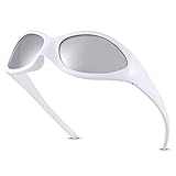 NULOOQ Small Frame Trendy Futuristic Wrap Around Sunglasses Women Men Clones Collection Sunglasses...