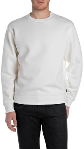 Replay Men's Sweatshirt, 011 Natural White, L