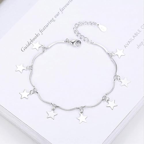 Pulsera de estrella para mujer con borla elegante de plata 2