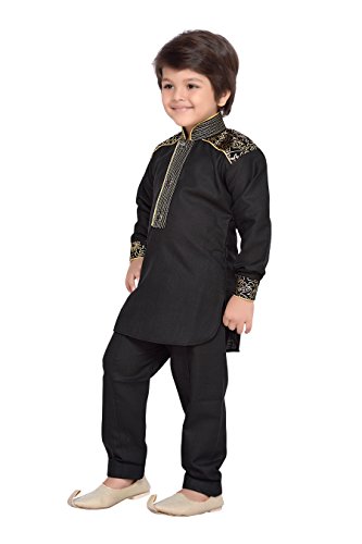 Image of AJ DEZINES Boys Cotton Ethnic Wear Pathani Suit Set For Kids (1911 Black 3), 3-4 Years