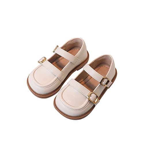 Toddler Girls Mary Jane Shoes Little Kid Comfortable School Shoes PU Leather Dress Shoes for Big Kid (White, 13.5 Little Kids)