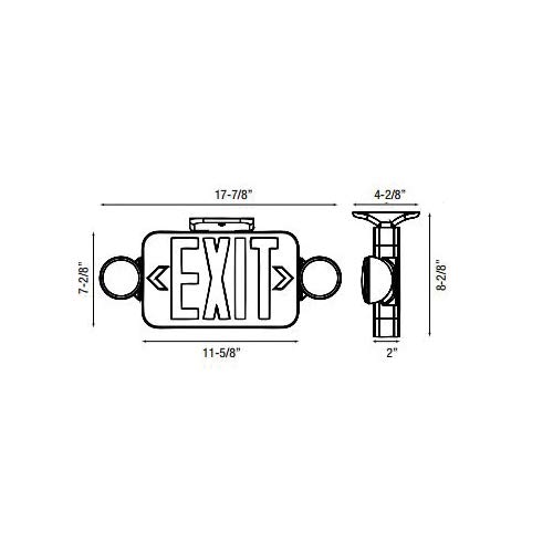 Escort II ELXN400 LED Combo Lighting Unit and Exit Sign, Round LED Array Lamp, 120/277 VAC, EXIT Legend