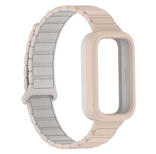 [SHEAWA] for Xiaomi Smart Band9 Active �o���h+�P�[�X��̌^ �x���g �����o���h �V���R�� �}�O�l�b�g���ߎ� �S�ʕی� �ȒP���� �݊��i ���͎��� �ւ��o���h �����x���g �A�N�Z�T���[ (�~���N�e�B�[�F�{�I�t�z���C�g)