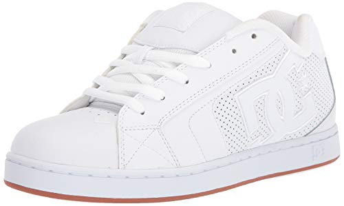 DC Men's Net Skate Shoe, White/White/Gum, 10.5D M US