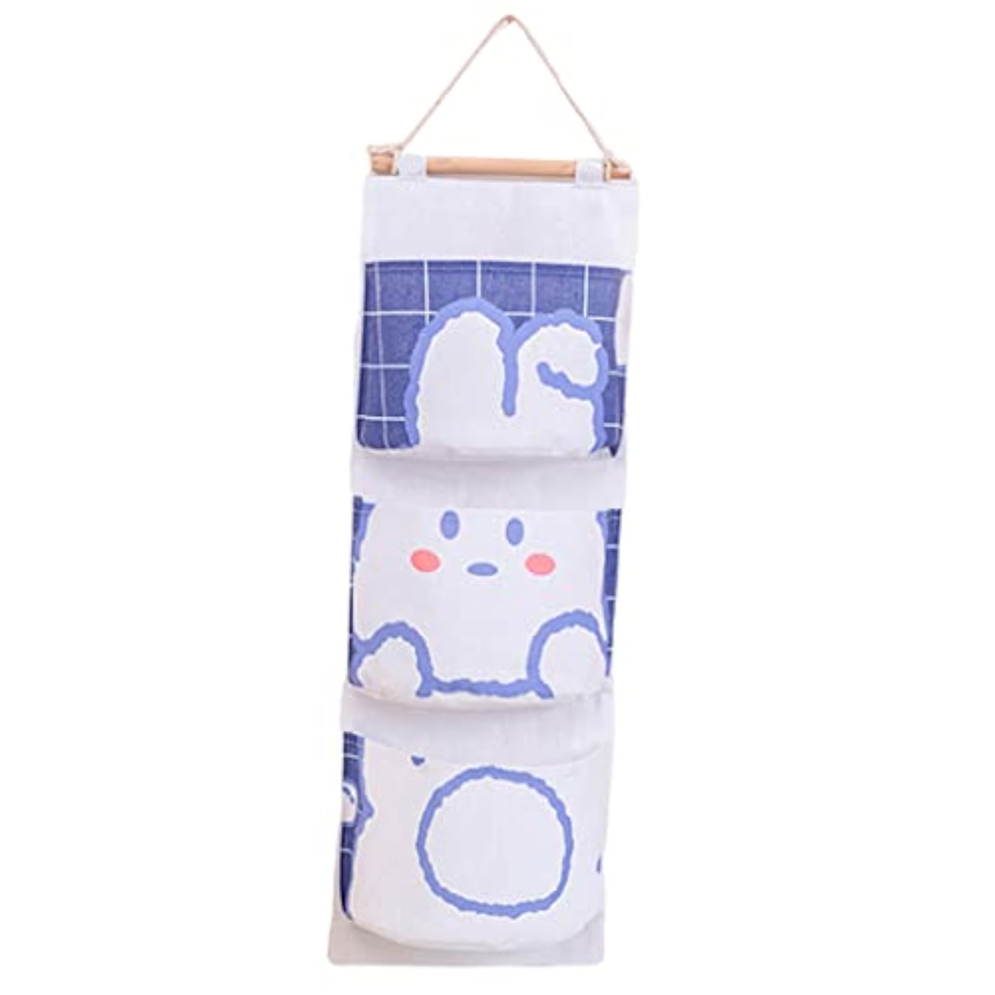 Wall Hanging Storage Bag 3 Pockets Organizer for Home Rabbit