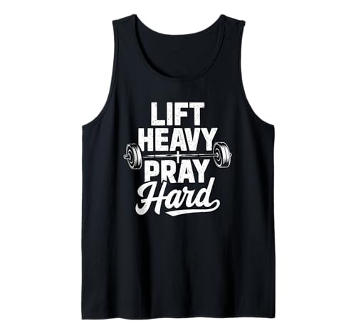 Lift Heavy Pray Hard Tshirt Gym Christian Gift Jesus Faith Tank Top
