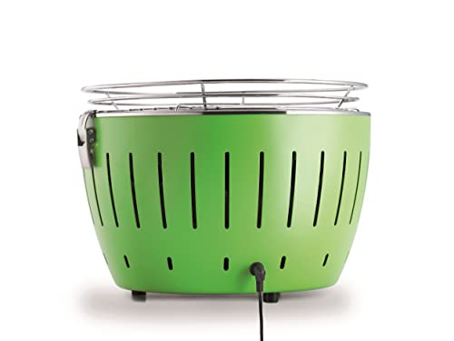 LotusGrill Starter-Set Classic 1x Grill Feuerrot mit USB-Anschluß, 1x Buchenholzkohle 2,5 kg, 1x Brennpaste 200ml, 1x Würstchenzange (Farbe nach Vorrat), 1x Transport-Tragetasche